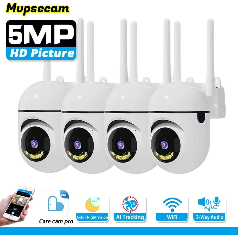 Wireless 5MP Mini PTZ Camera WiFi Indoor Video Surveillance Color Night Vision Auto Tracking for Home Security Baby Monitor Cam