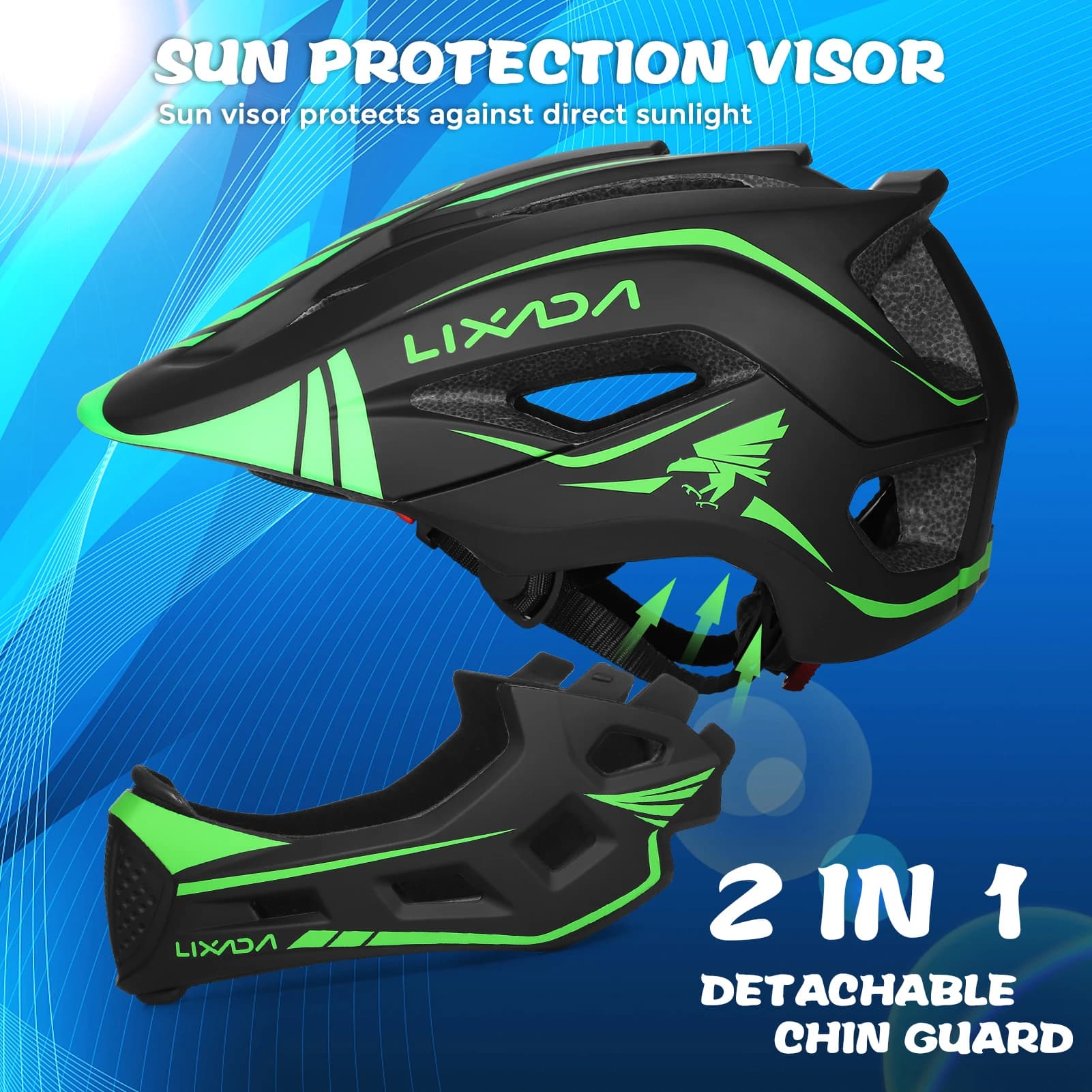 Kids Detachable Full Face Helmet Children Sports Bike Helmet Protective Gear for Cycle Skateboarding Roller Skating Scoot