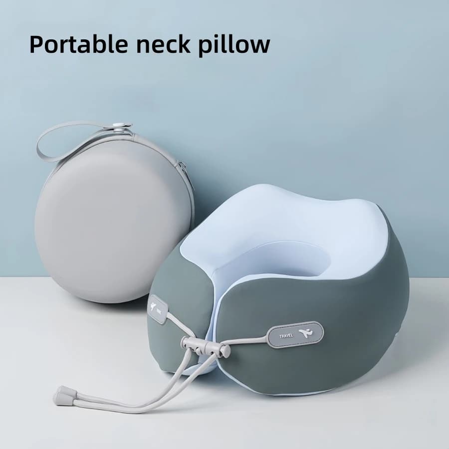 Cuscino per il collo da viaggio in memory foam con supporto per il collo a 360 gradi, portatile. Molto adatto per dormire su aerei, treni e autobus.