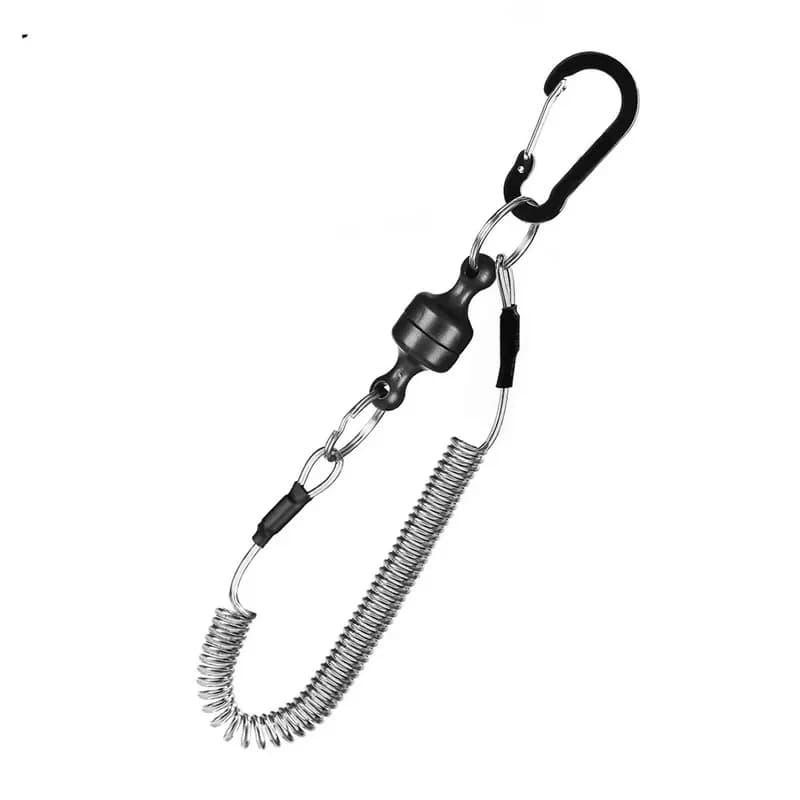 Supporto magnetico per rilascio di reti da pesca (1/3 pezzi) con cordino a spirale, attrezzo per la pesca a mosca, fibbia magnetica a sgancio rapido, corda anticaduta