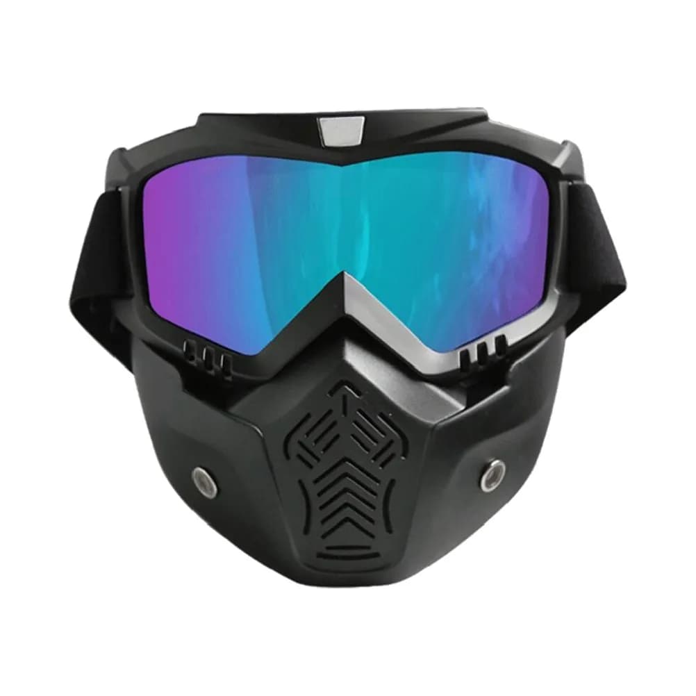 Ski Snowboard Goggles Retro Style Matte Black Frame Colorful Lens Uv400 Protection Dustproof Adjustable Strap Motor