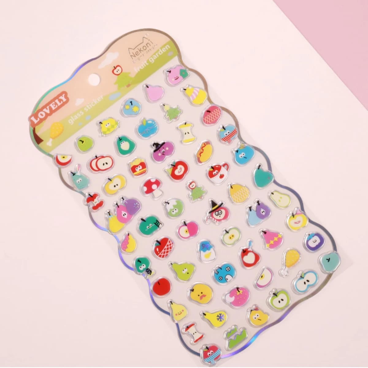NEKONI Adesivi 3D in Vetro Laser a Forma di Palline di Riso, Decorazioni per Scrapbooking, Diari Fai-da-Te, Cancelleria, Regalo Scolastico
