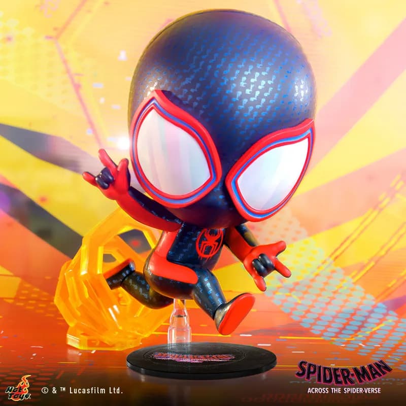 HotToys Cosbaby Spider-Man: Across The Spider-Verse, Miles Morales, Gwen, 2099, Mini Action Figure da Collezione, Decorazione da Scrivania