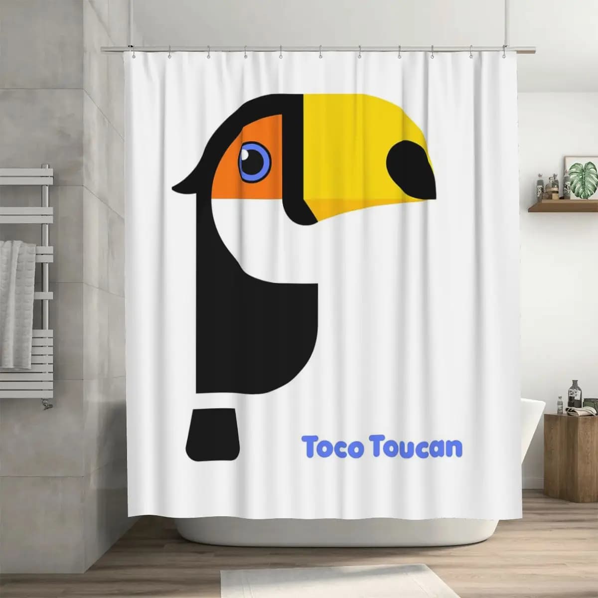 Tenda da doccia con motivo uccello Toco Toucan, tende da bagno impermeabili in poliestere con ganci