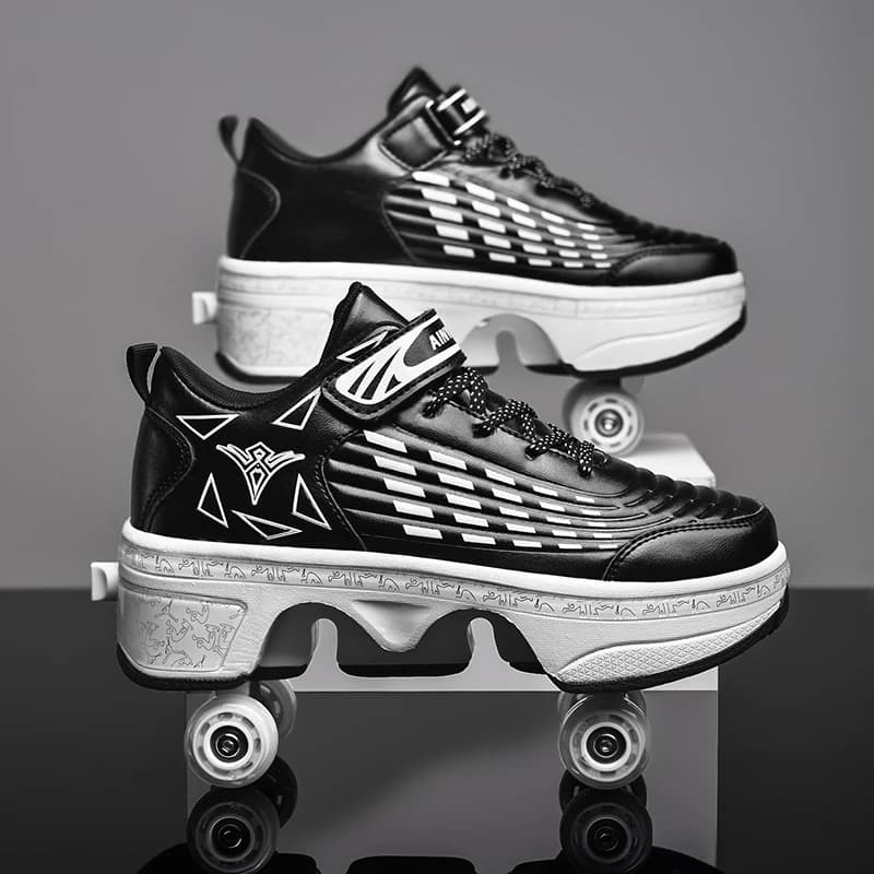 Youth New Roller Shoes With 4 Wheels Retractable Walking Running Parkour Students Boys Girls Urban Pulleys School Skate Shoes