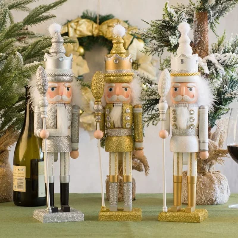 Burattino di legno da 42 cm Schiaccianoci Re di Natale e soldato Ornamento/Bambola/Figurine Eventi/Festa di matrimonio/Decorazioni per la casa e commerciale