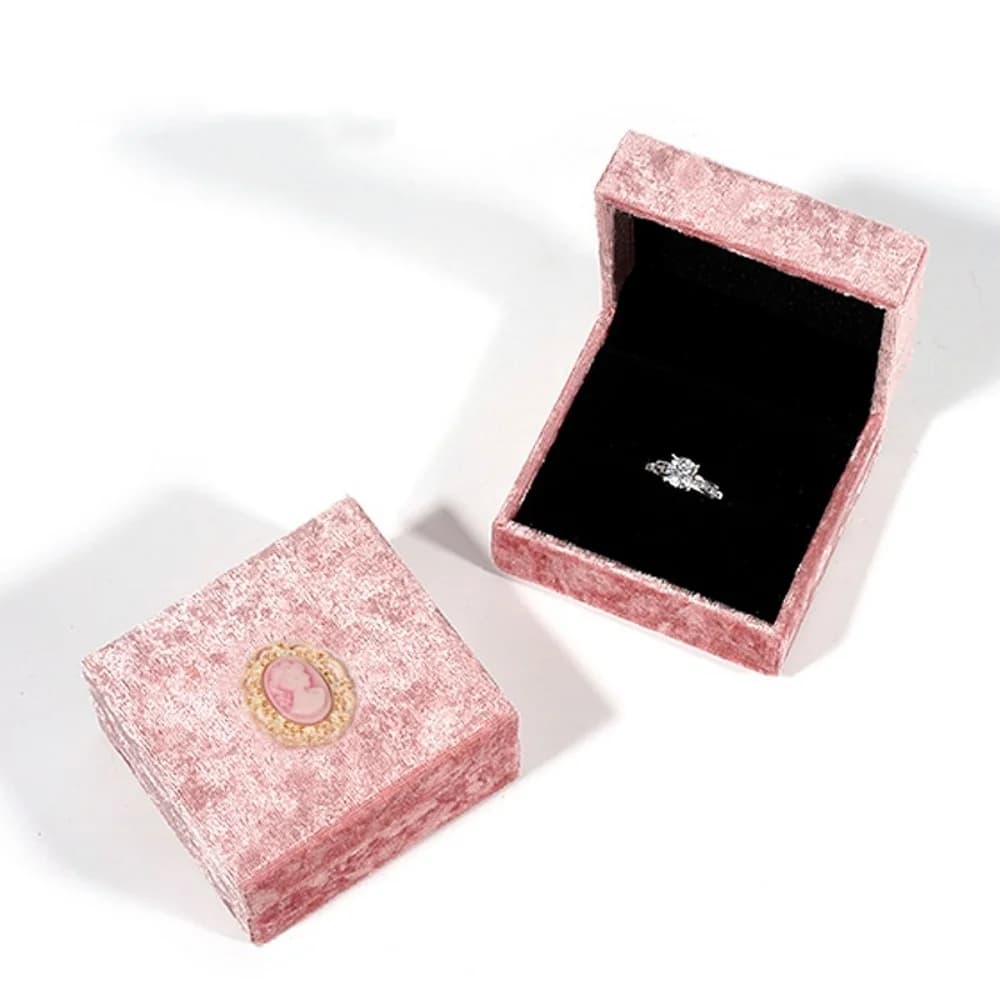 Portagioie retrò in velluto rosa, bracciali, collane, anelli, orecchini, espositore per gioielli, scatola per imballaggio per regali di nozze per le donne