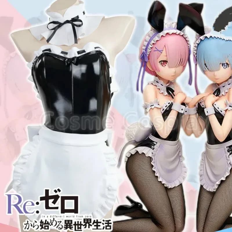 RE ZERO - Inizia la vita in un altro mondo Rem Costume cosplay Ram Costume cosplay Bunny Girl Set di abbigliamento in pelle