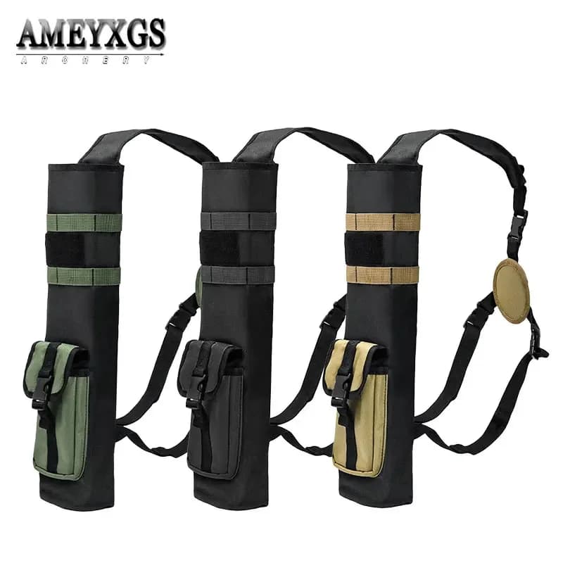 Archery Arrow Quiver Oxford Cloth Tactical Arrow Holder Multi-Function Back Bag Left/Right Hand Bow Hunting Shooting Targeting