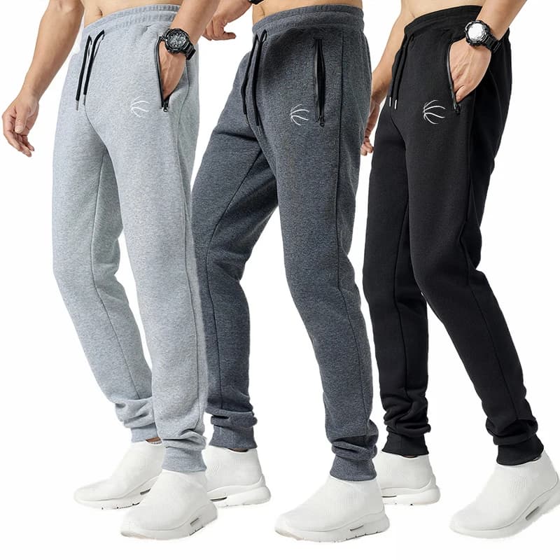 Men's Elastic Running Pants Side Pockets with Hinge Sports Jogging Pants Basketball Sports Pants Gym Fitness Pants Men Sport