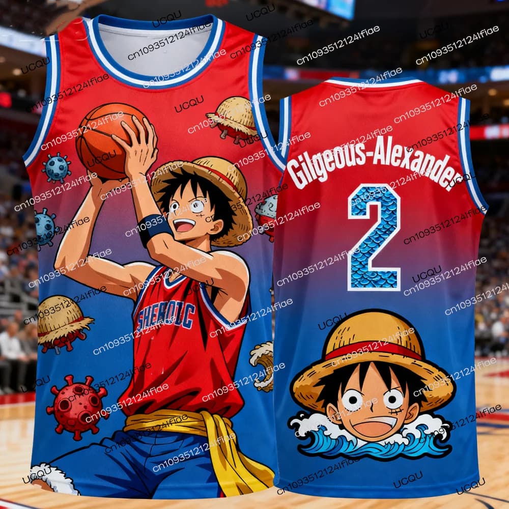 One Piece Rufy basketball jersey special edition 2025 Gilgeous-Alexander men's basketball jersey vests special knitting set for children