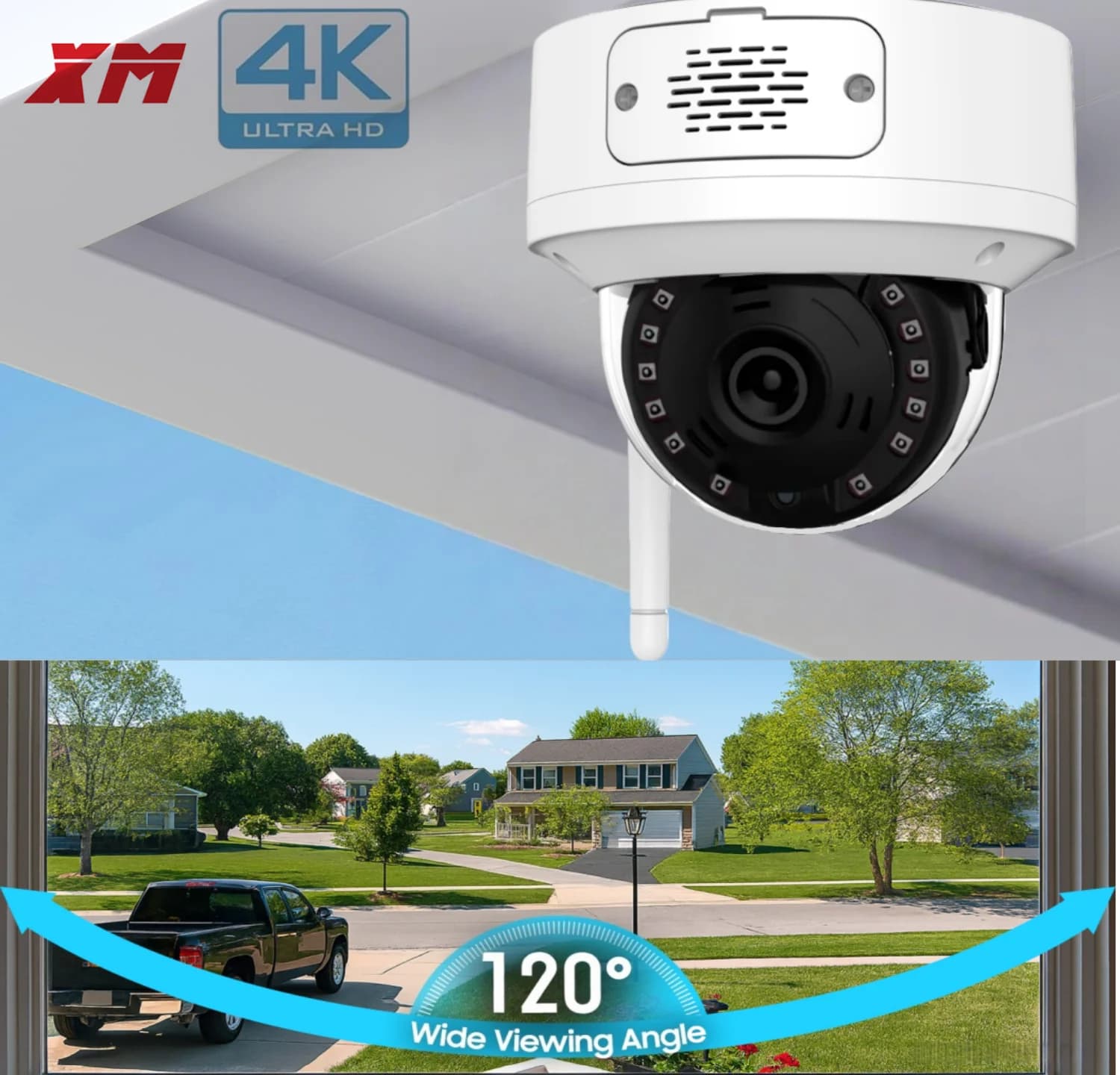 8MP HD IP Camera IP67 Weatherproof Wifi Dome Surveillance with Two-way Audio for Home Security Protection