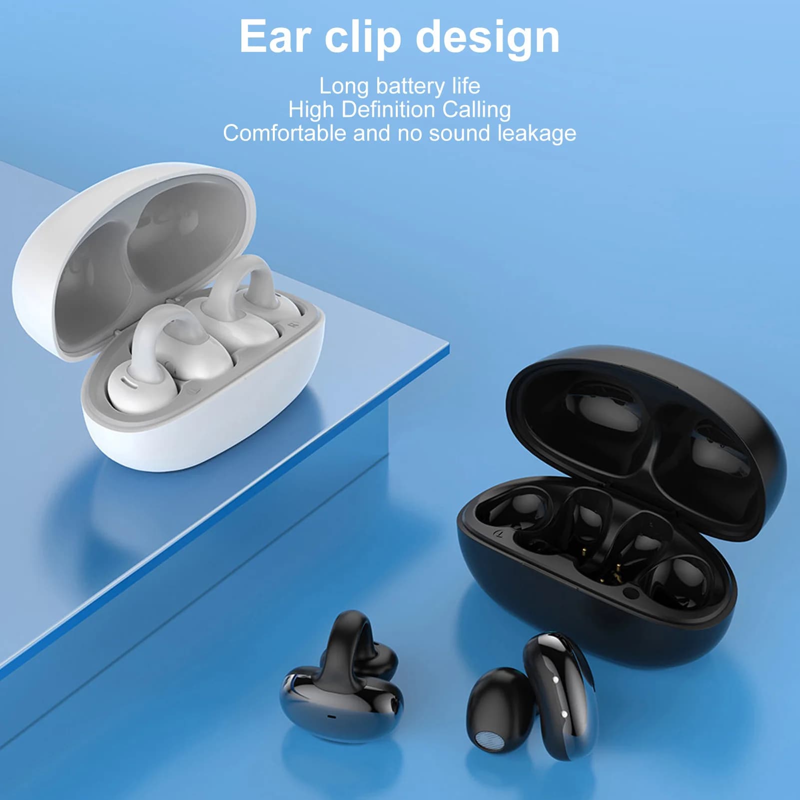 Sport Clip On Earring Bluetooth 5.3 Waterproof Noise Reduction Long-Term Earrings Wireless earphones for study