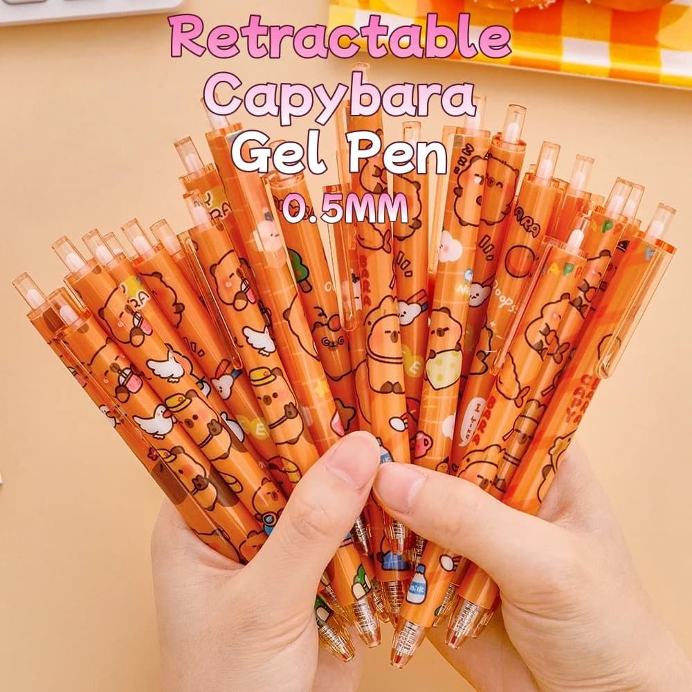 Penna Gel Retrattile a Forma di Capibara per Studenti, Strumento di Scrittura Divertente con Inchiostro Nero, Articolo Scolastico Creativo, Idea Regalo