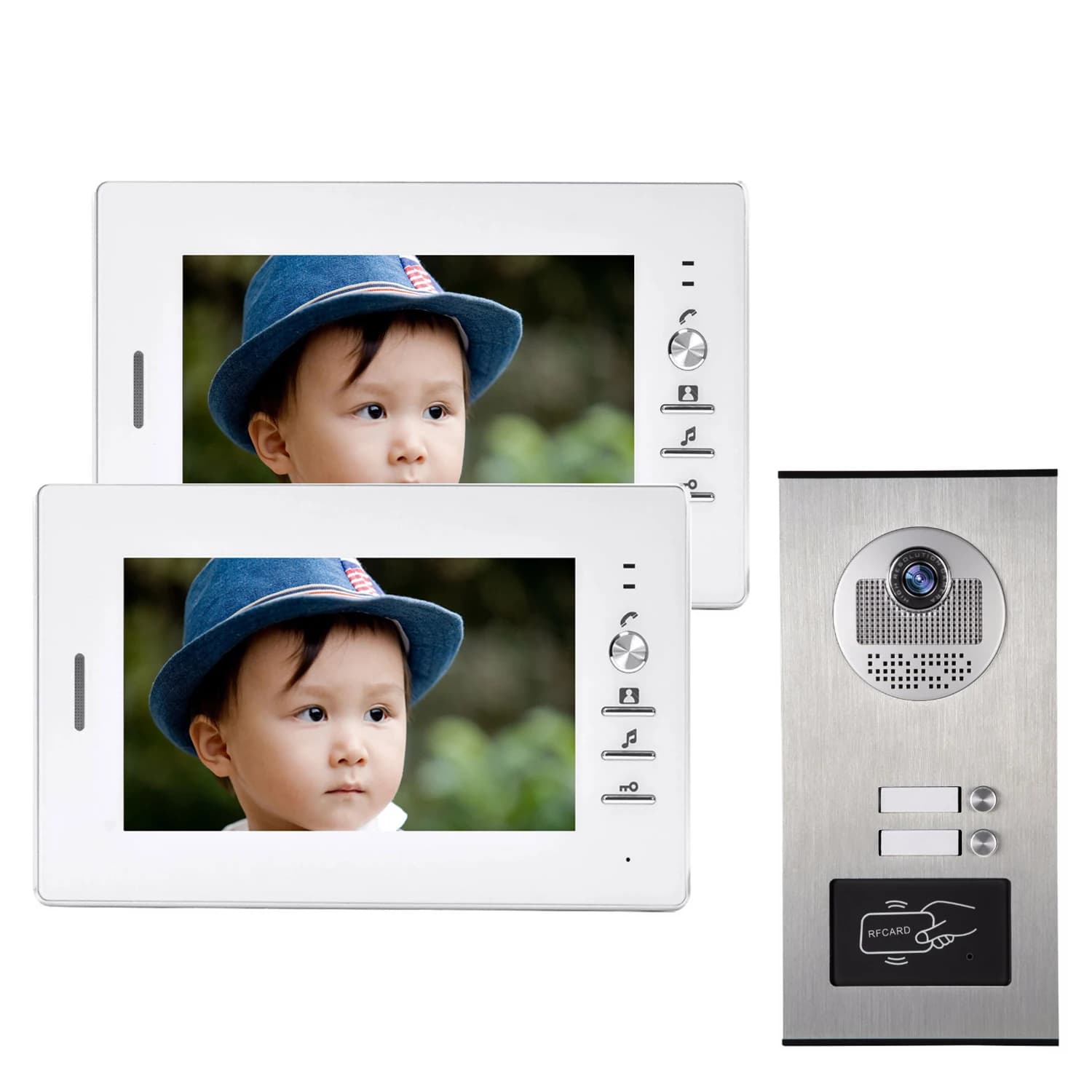 Sistema citofonico videocitofonico cablato multifamiglia 2 monitor 1 telecamera