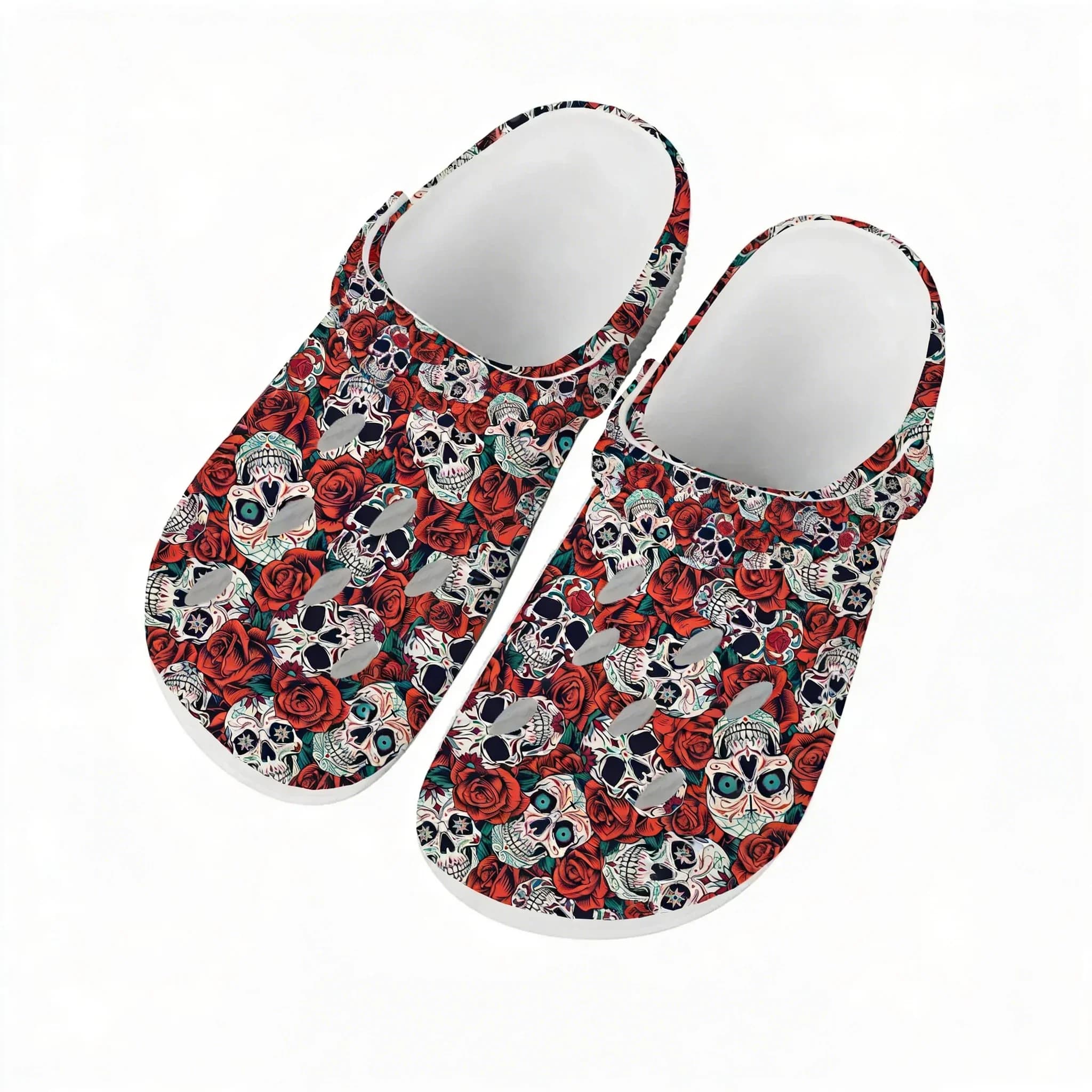 Retro Sugar Skull Water Shoes Men Women Teenager Comfortable Home Garden Clogs Custom Sandals Beach Breathable Hole Slippers