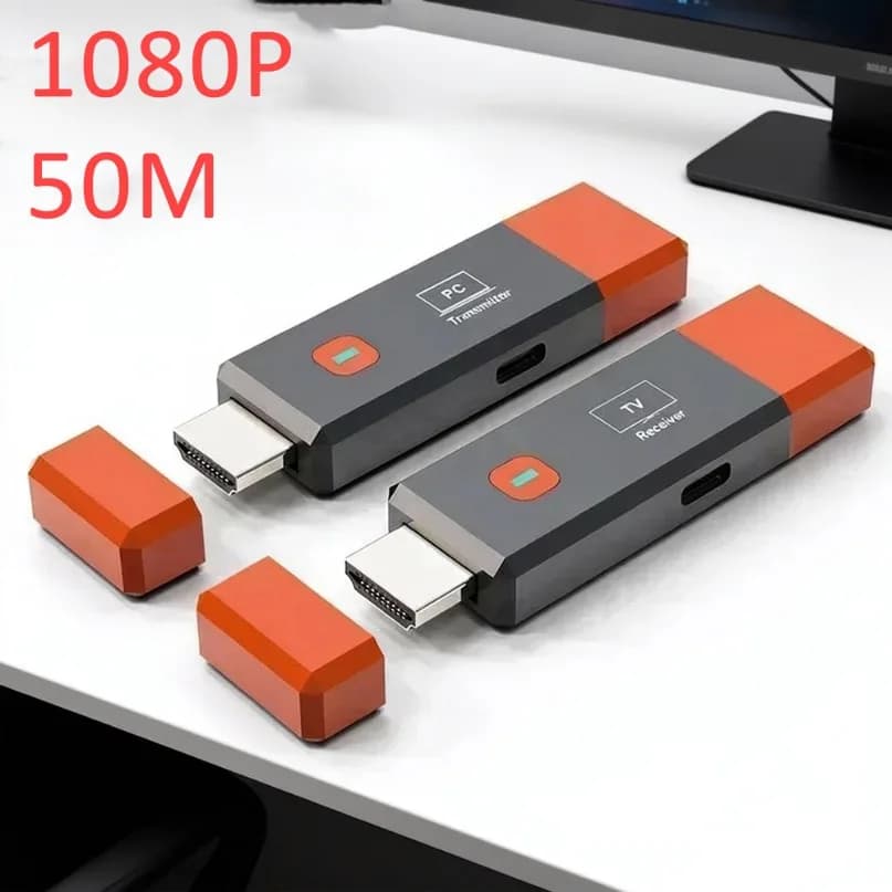 Mini Extender HDMI Wireless, Trasmettitore e Ricevitore Video Senza Fili 50M per Laptop, PC, TV, Proiettore, Mirroring dello Schermo