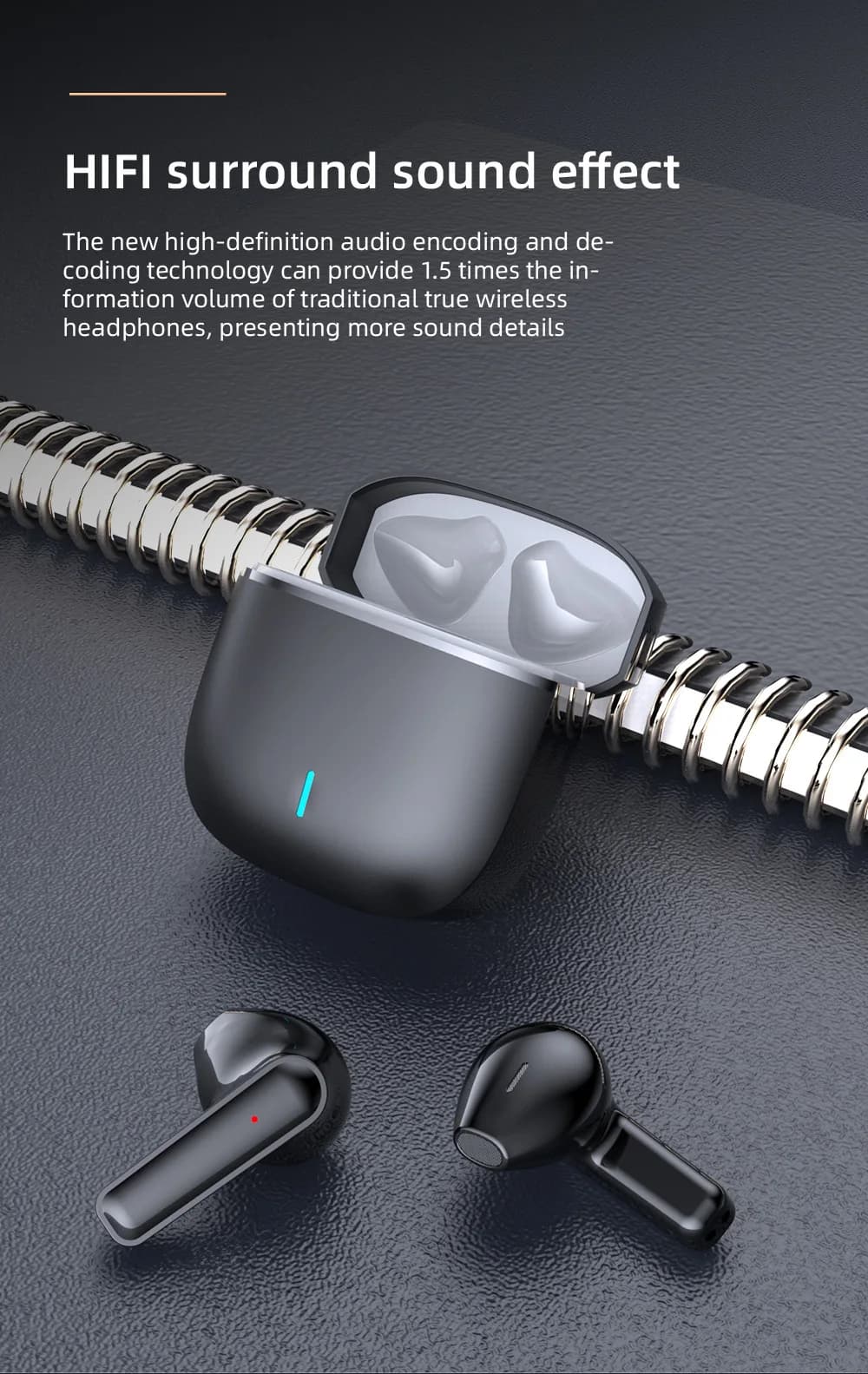 Auricolari Wireless Bluetooth 5.3 Max 70 con Suono Stereo ad Alta Definizione e Riduzione del Rumore per Corsa e Sport, Cuffie In-Ear Dual Ear