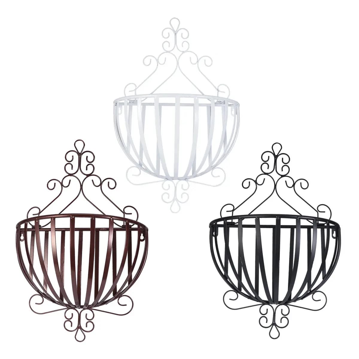 European Style Wall Mounted Metal Flowerpot Holder Semicircular Plant Stand for Small Pots Balcony Kitchen Windowsill Garden