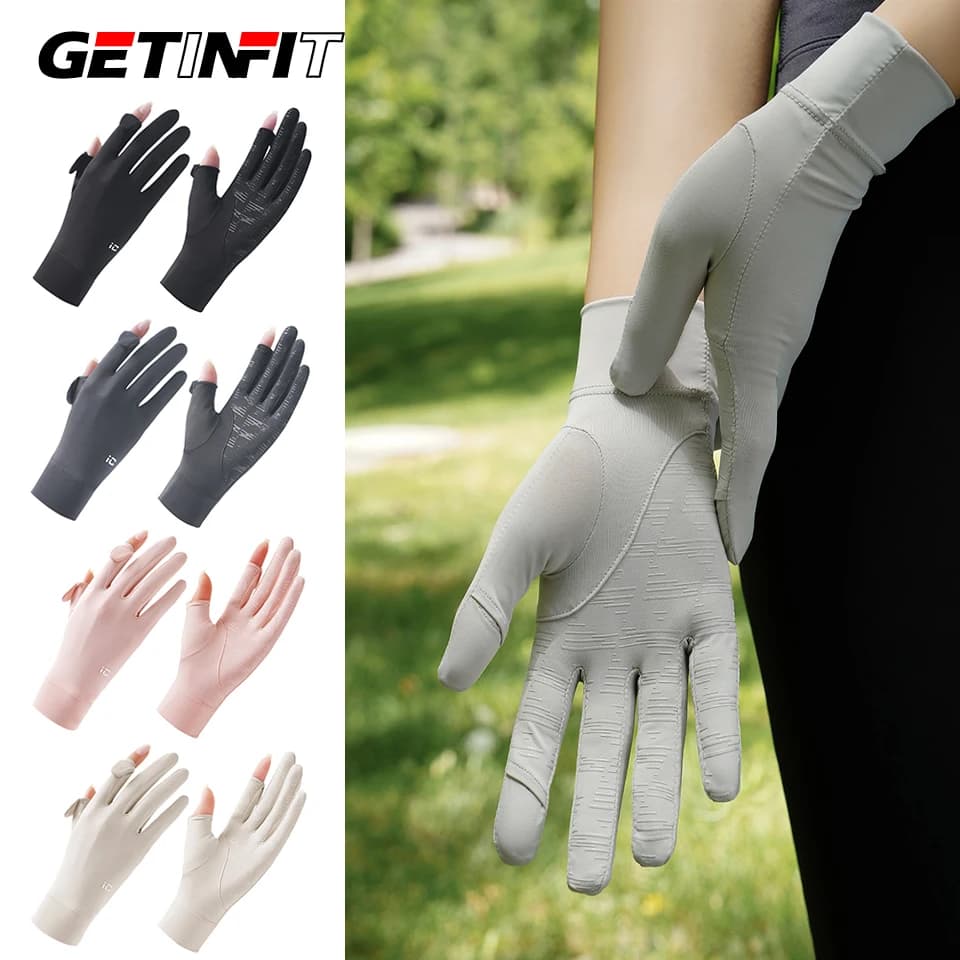 Guanti da Ciclismo Estivi Leggeri GETINFIT, Traspiranti, Antiscivolo, Protezione UV, Design con Dita Ribaltabili, Touchscreen, Protezione Solare per Bici