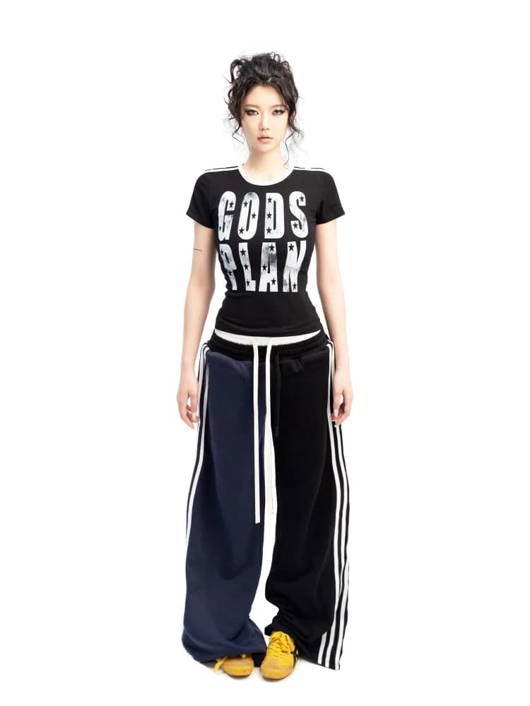 Gods Plan Original Dark round Neck Letter Patch Color Print Slim Fit Short Sleeve Women's T-shirt Cotton Polyester Blend Summ...