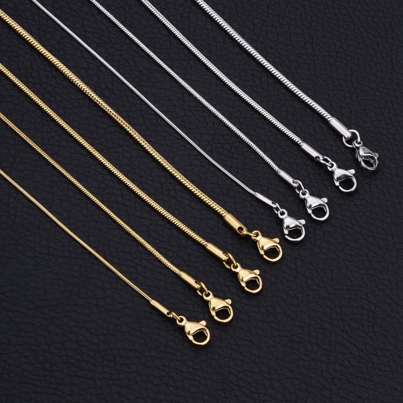Catene per collane con catena a forma di serpente in argento sterling 925 per fai da te per donne Gioielli da uomo Risultati Pendenti Chiusure a moschettone all'ingrosso