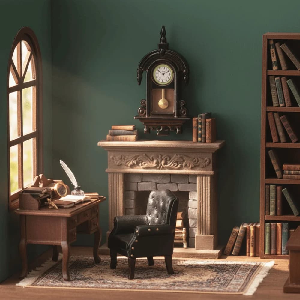 Orologio da Parete per Casa delle Bambole in Lega con Pendolo Mobile, Scala 1:12, Design in Legno, Modello di Arredamento Simulato