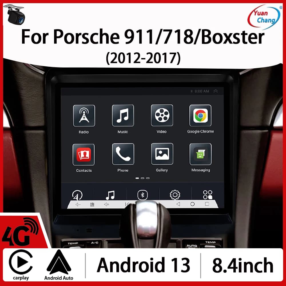 Per Porsche Boxster 718 911 Bluetooth WIFI 2012-2017 4G IPS FM GPS 8.4 pollici Android 13 Autoradio Wireless Carplay