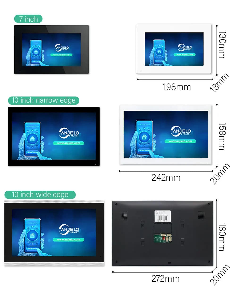 ANJIELO 1080P Tuya Smart Touch Screen a colori da 7 pollici Sistema videocitofonico Wifi da 10 pollici Monitor campanello Non è un set