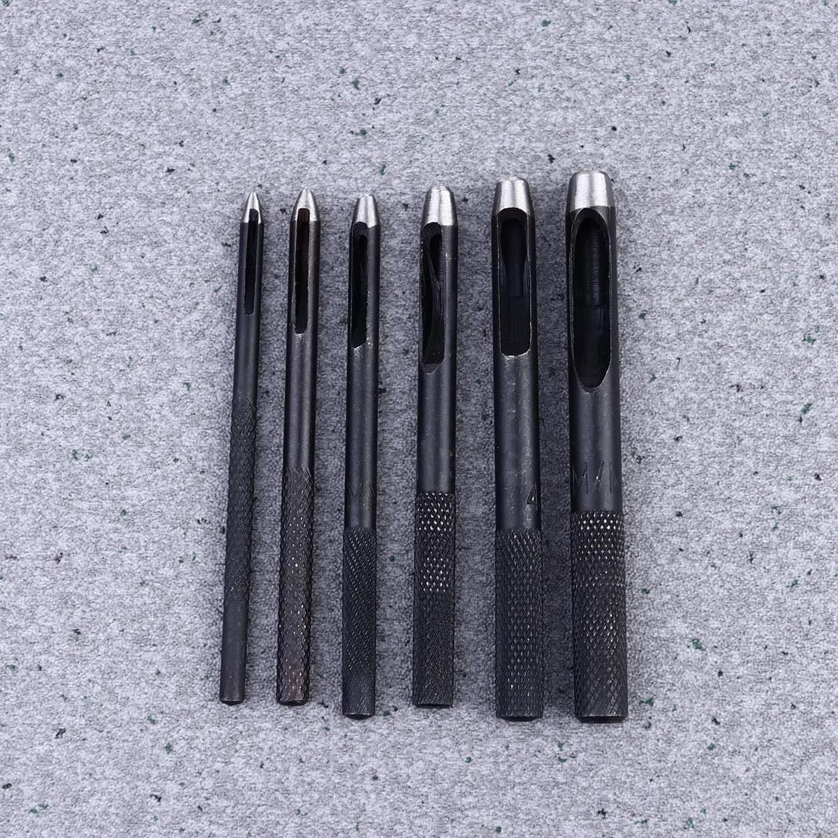 6Pcs Punch Tool Hollow Belt Hole Cutter Professional DIY Leathercraft Round Size 1-5Mm for Gaskets Canvas Rubber Vinyl