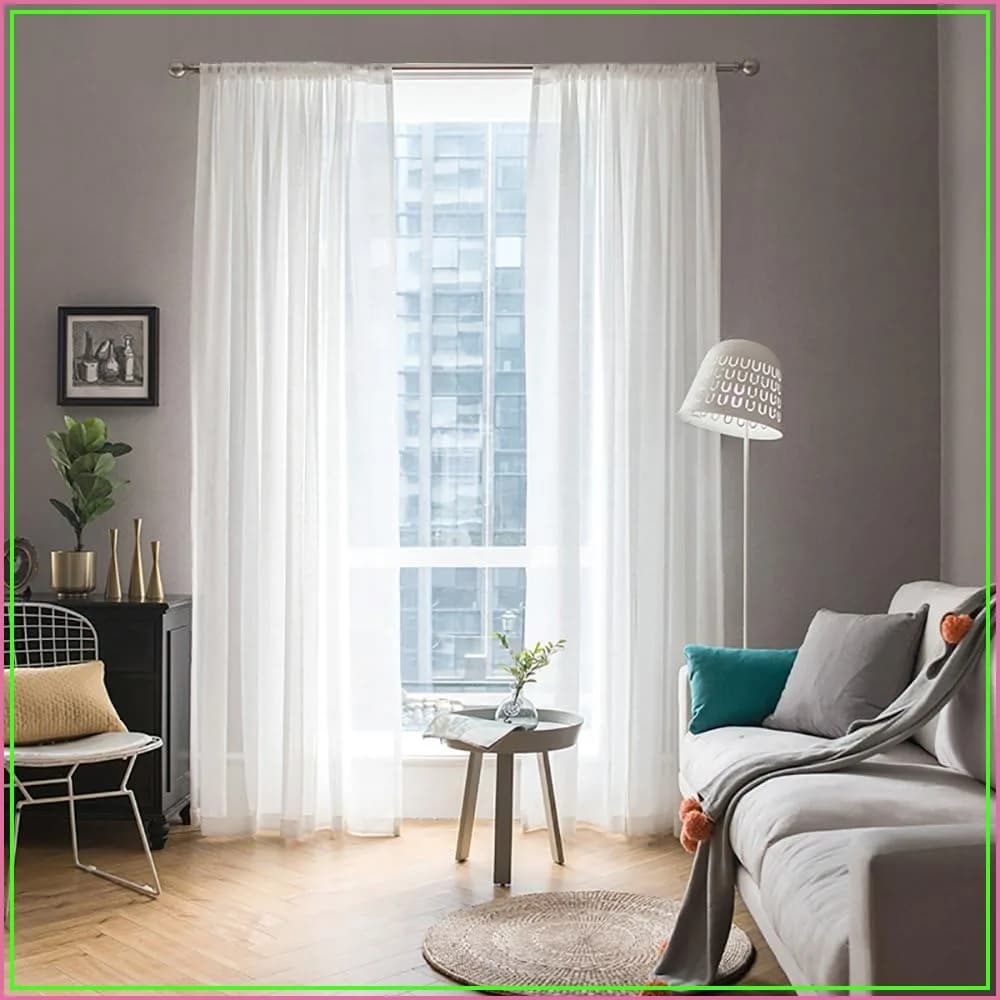 2 Panels Solid White Sheer Window Curtains Elegant Voile Drapes for Bedroom Living Room 54x84 Inches