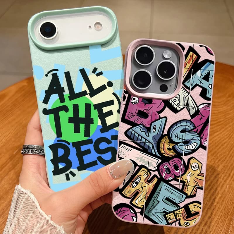 Custodia per telefono con motivo creativo per iPhone 17e 17 Pro Max 16 15 14 13 Pro Max 16e 11, antiurto in TPU con texture in pelle