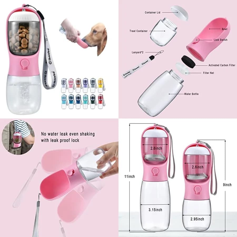 Borraccia per cani con contenitore per cibo, ciotola da viaggio per cuccioli, dispenser portatile per animali domestici, accessori e articoli regalo per amiche amanti dei cani
