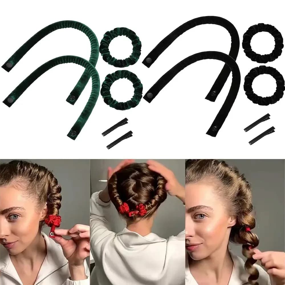 Set di 6 bigodini in flanella senza calore, arricciacapelli senza calore per onde notturne, elastici per capelli, clip per capelli, bigodini per ricci senza sforzo, strumento per lo styling