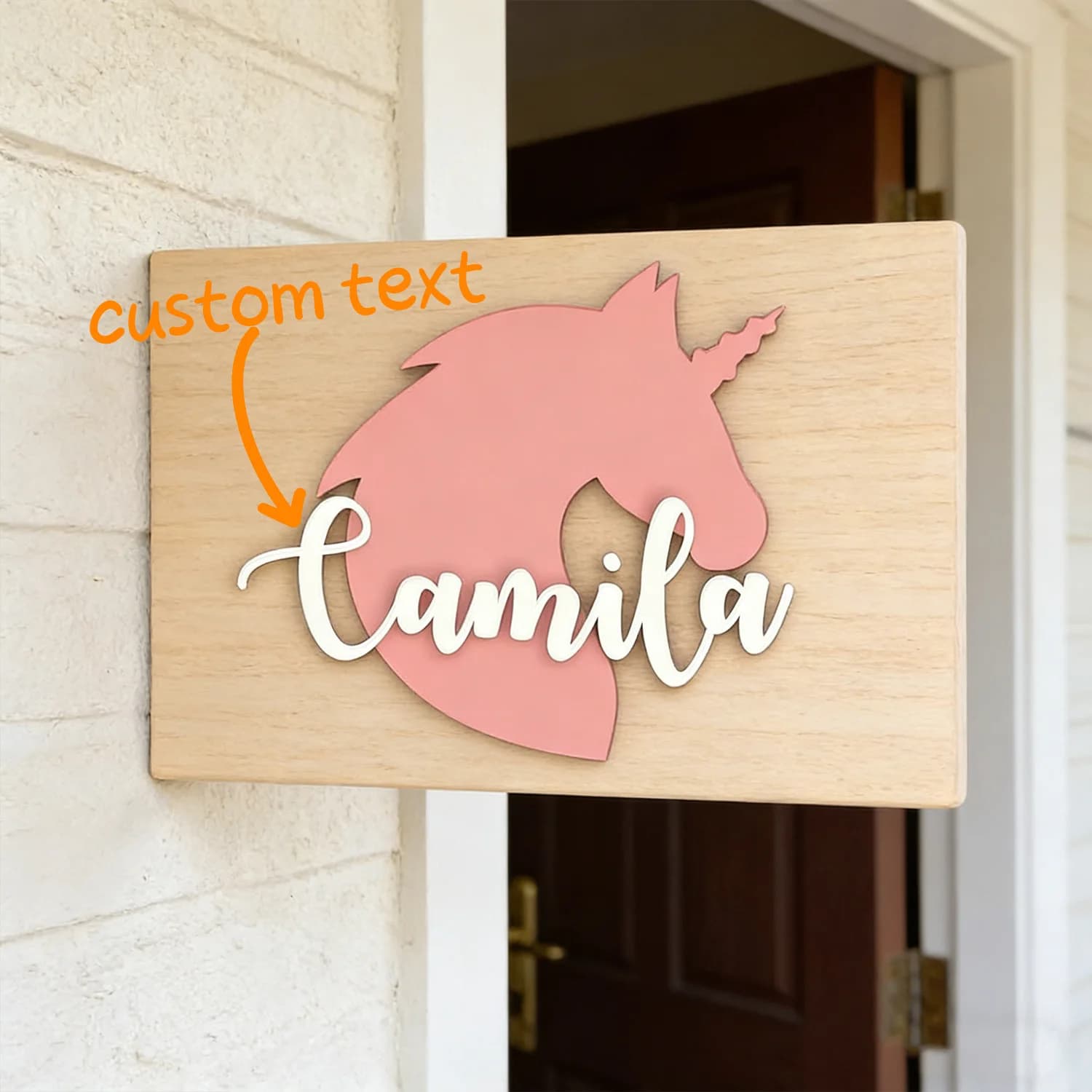 1pc Unicorn Double-layer Surname Brand, Home Decoration, Bedroom Wall Decoration, Ideal Birth and Baptism Decoration Gift