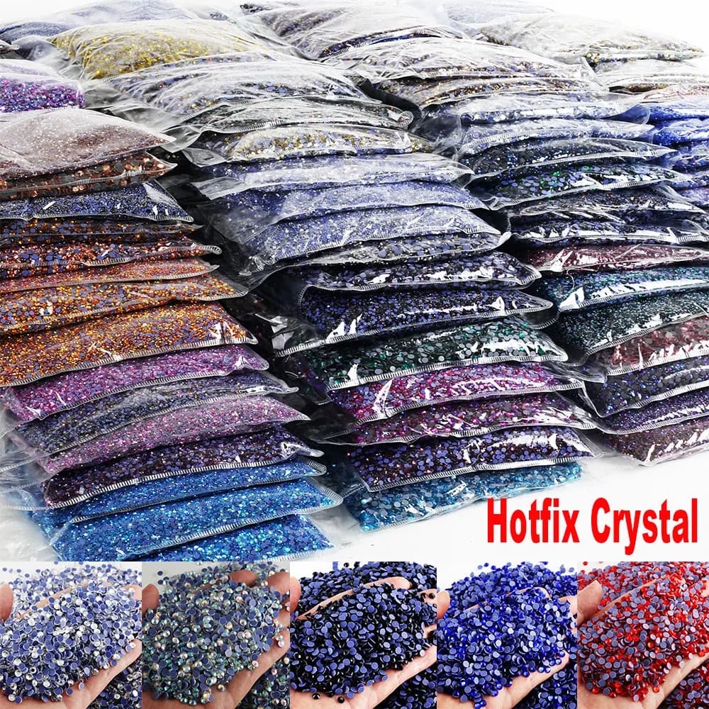 14400 Pezzi Confezione all'Ingrosso di Strass in Cristallo Glitterato DMC Hotfix, Pietre in Vetro da Applicare a Caldo per Decorazioni Fai-da-Te di Unghie e Tessuti