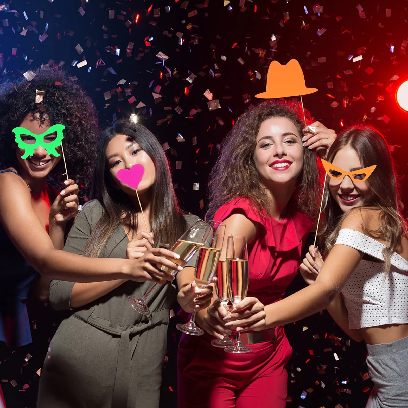 Set di 17 Bastoncini Luminosi per Foto, Decorazioni per Feste, Matrimoni e Balli, Accessori Divertenti per Selfie