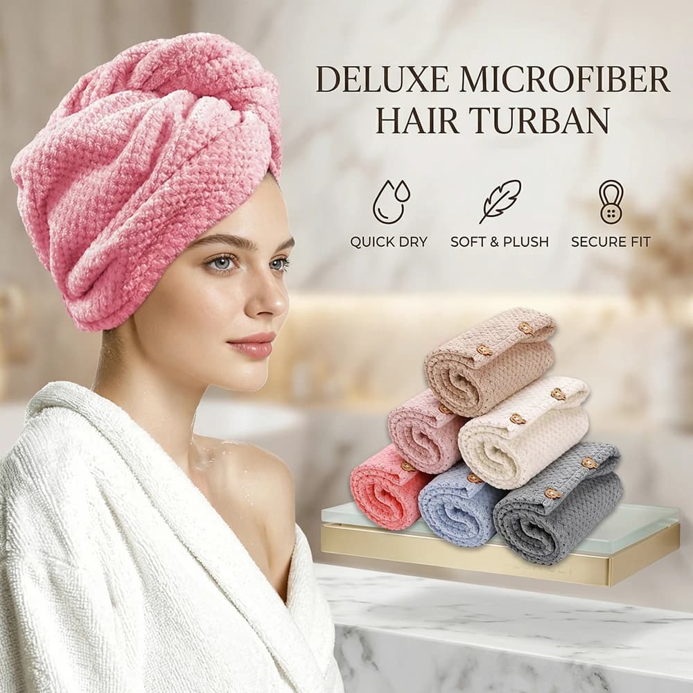 Set di 4 Cappelli Asciugacapelli in Microfibra Assorbente per Donne, Turbante per Capelli Lunghi Bagnati, Morbido e Delicato sulla Pelle