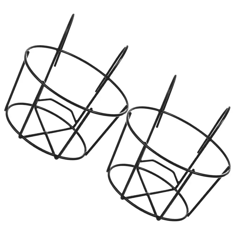 2Pcs Round Metal Hanging Railing Planters Balcony Flower Pot Holder Outdoor Fence Plant Pot Stand Railing Plant Holder