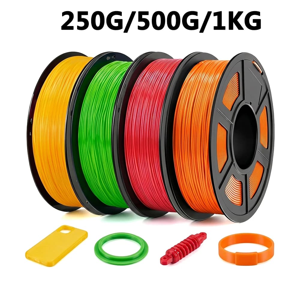 250g 500g 1Kg 3D Printer Filament TPU Apple Green, tpu yellow, tpu orange, tpu red 1.75mm 3D printing filament vacuum packaging