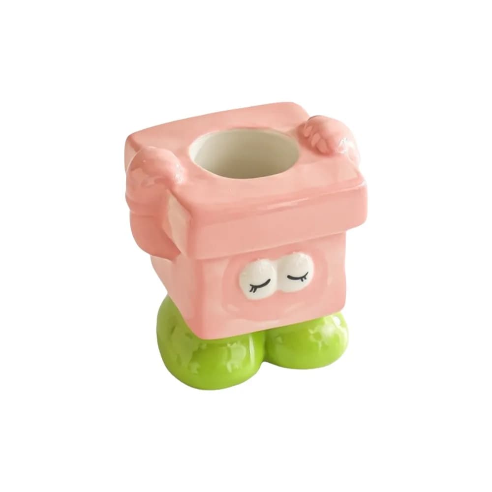 Dopamine Shape Ceramic Brush Holder, Decorative and Stable Holder for Electric Brushes and Manuals