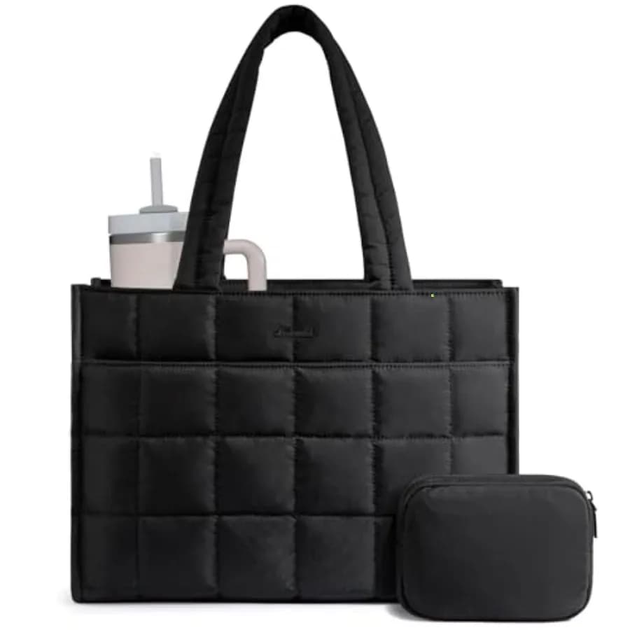 Borsa Tote per Donne, Borsa da Lavoro Imbottita per Laptop da 17 Pollici, Borsa da Viaggio Grande Trapuntata con Zip per Infermiere e Insegnanti