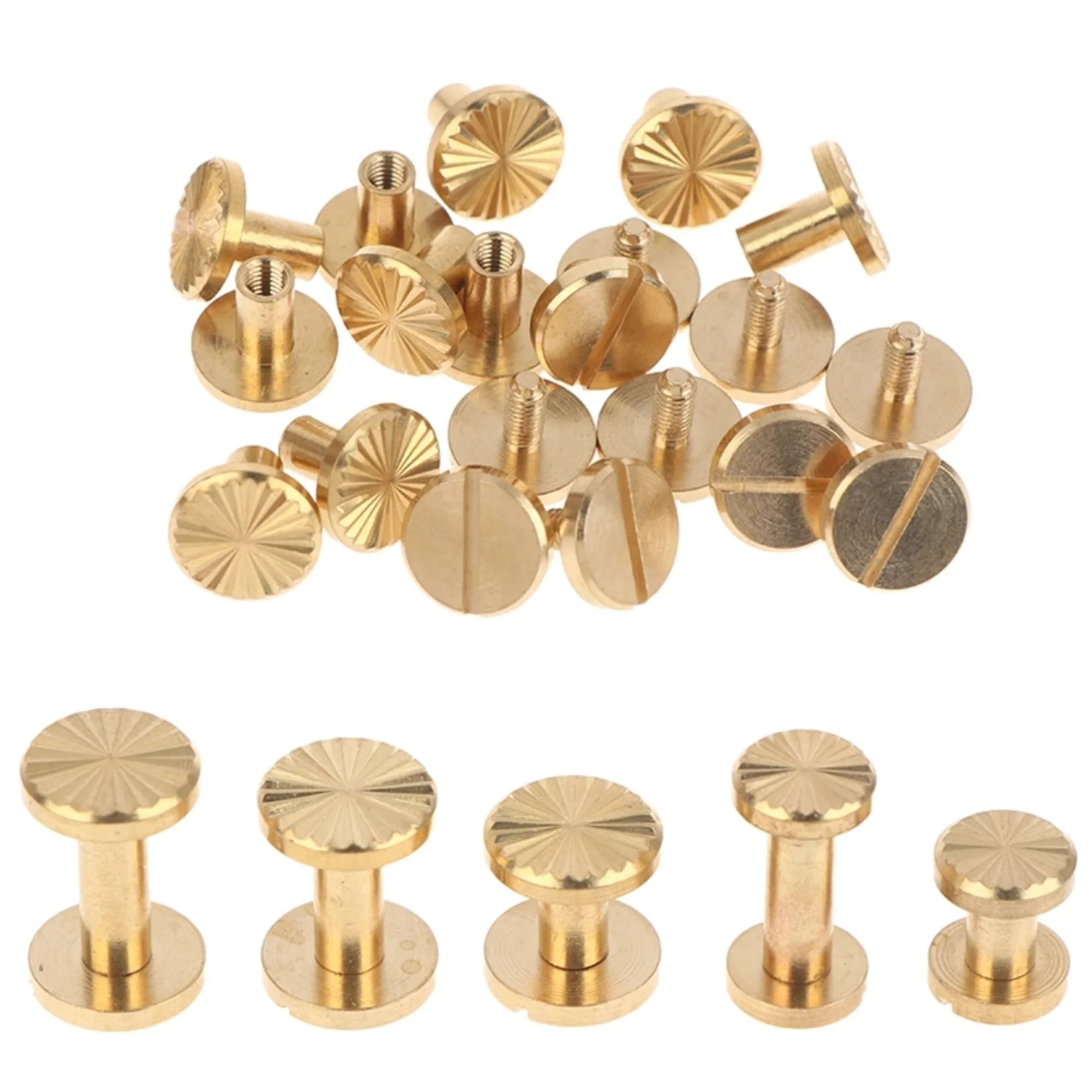 10Pcs 8/10mm Solid Brass Binding Chicago Screws Belt Screw Nail Stud Rivets For Photo Album Leather Craft Belt Wallet Fasteners