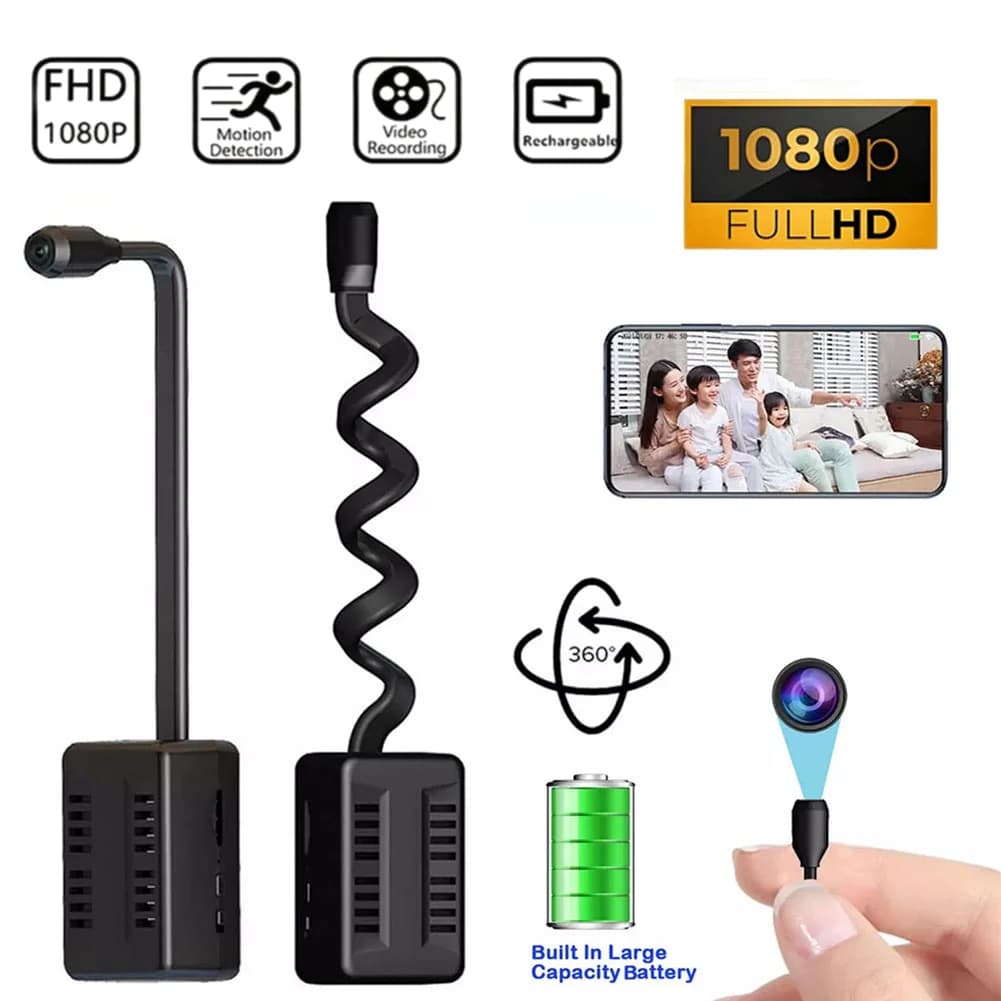 Mini Telecamera WiFi 1080P con Rilevamento di Movimento, Telecamera di Sorveglianza Wireless per Bambini e Animali Domestici, Cani e Gatti
