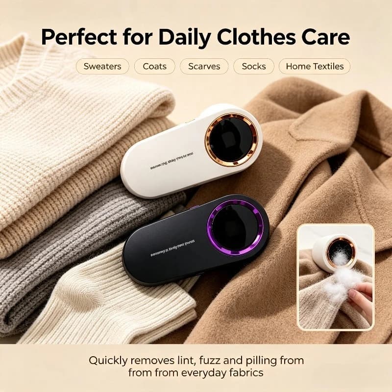 2 in 1 Portable Electric Fabric Shaver with Digital Display Fuzz Remover Sweater Defuzzer Machine for Clothes Care
