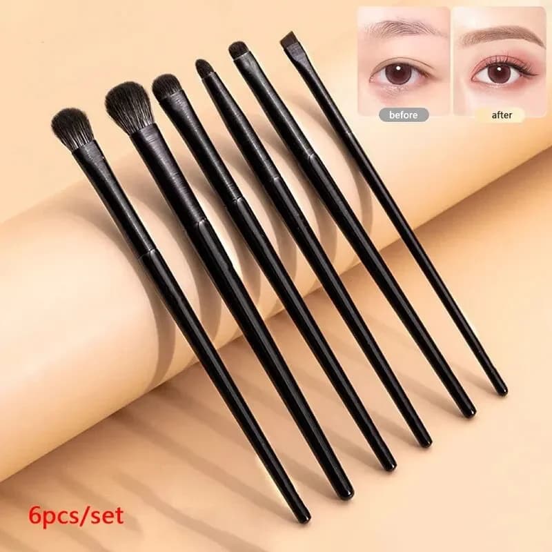 Pennello Morbido per Ombretto, Set da 6 Pennelli per Dettagli Occhi e Eyeliner, Pennello Piccolo per Trucco, Pennello Sfumino per Effetto Lying Silkworm, QIWU Makeup, Ingrosso