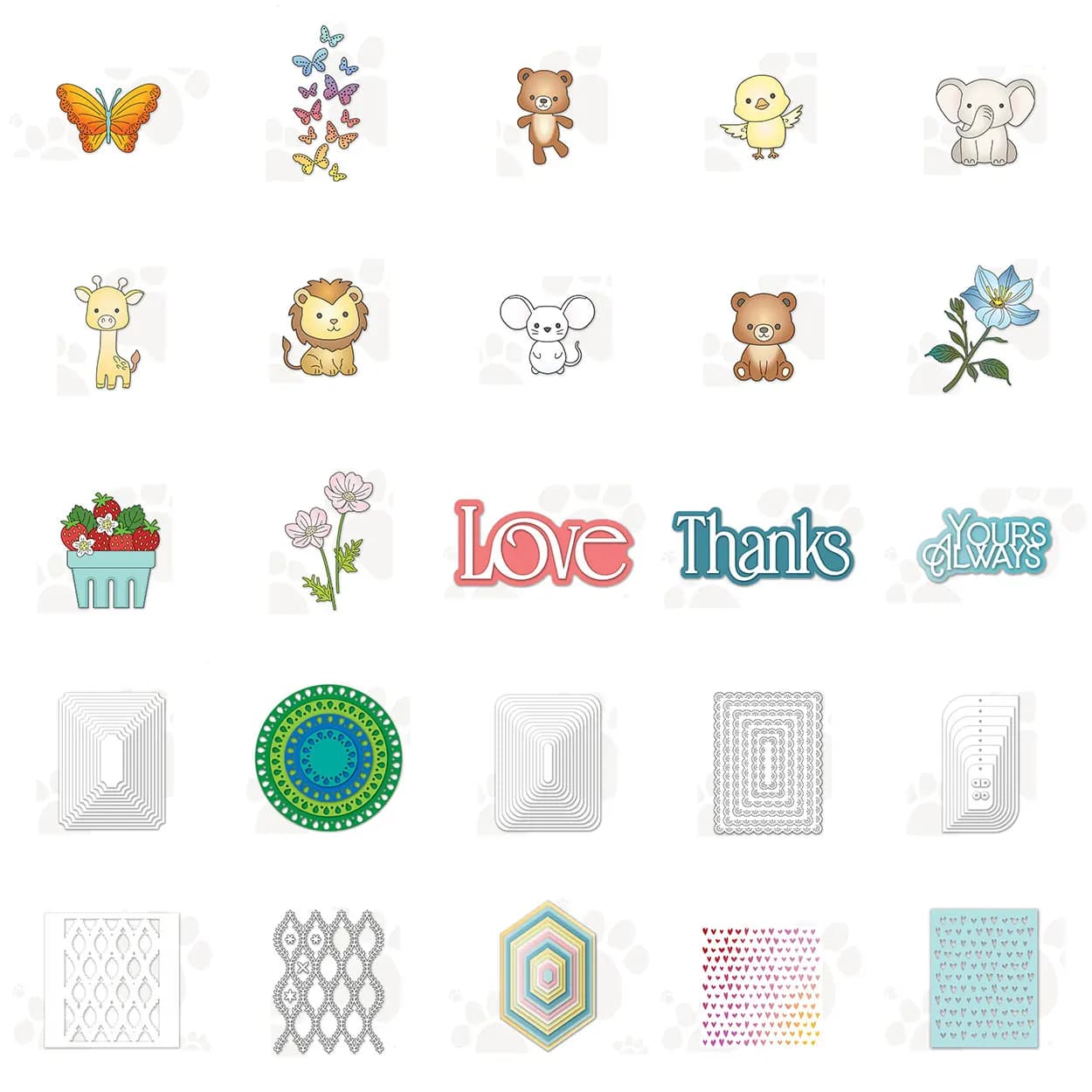 2026 New Cute & Versatile Themed Metal Cutting Die Set, Animal/Flower/Text Elements Tools for DIY Scrapbooking & Card Decoration