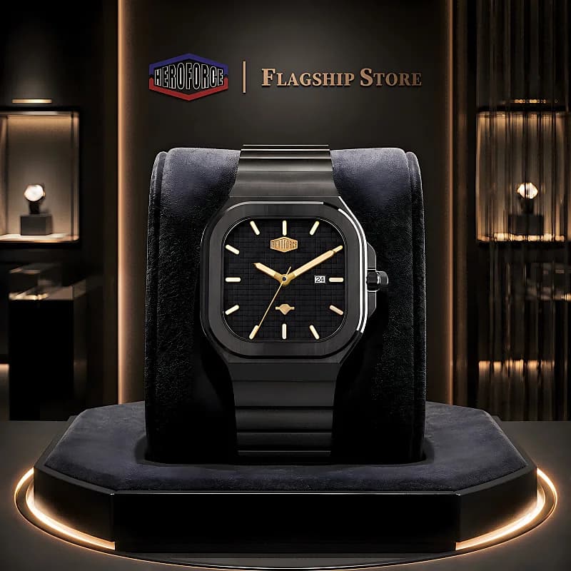 New HEROFORCE Men Quartz Watch Sapphire Mirror Waterproof Luminous Calendar Wristwatch Luxury Delicate Business Sports Men Watch
