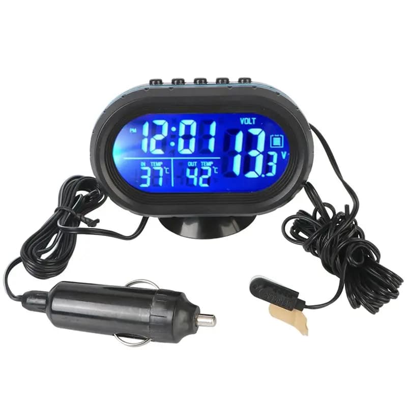 Interior Accessories 3 In 1 Car Voltmeter Thermometer Backlight LCD Digital Noctilucous Clock 12V/24V Car Electronic-A54R