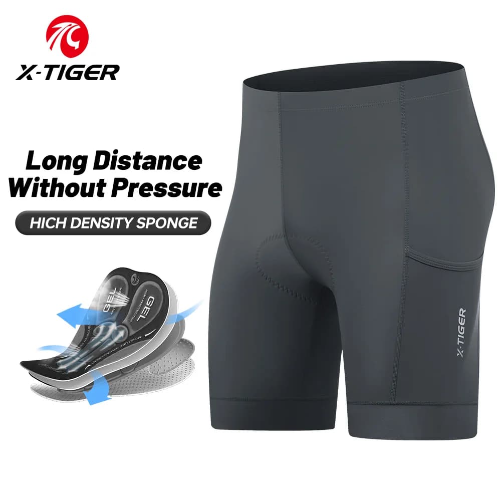 X-TIGER Pantaloncini da ciclismo da uomo 3 tasche Pantaloncini da bicicletta antiurto ispessiti in gel 5D Calzamaglia da ciclismo per bici da strada MTB traspirante estiva